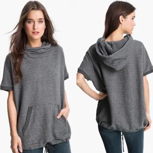 James Perse Sleeveless Hoodie Poncho Top in Gray - Picture 4 of 12